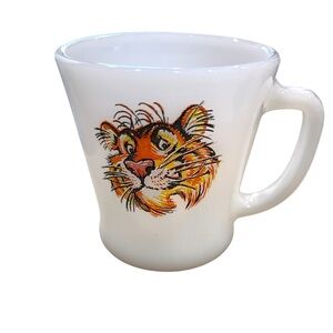 Vintage Esson/Exxon tiger, milk, glass mug, fire king